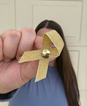 Load image into Gallery viewer, Gold Fabric Awareness Pin